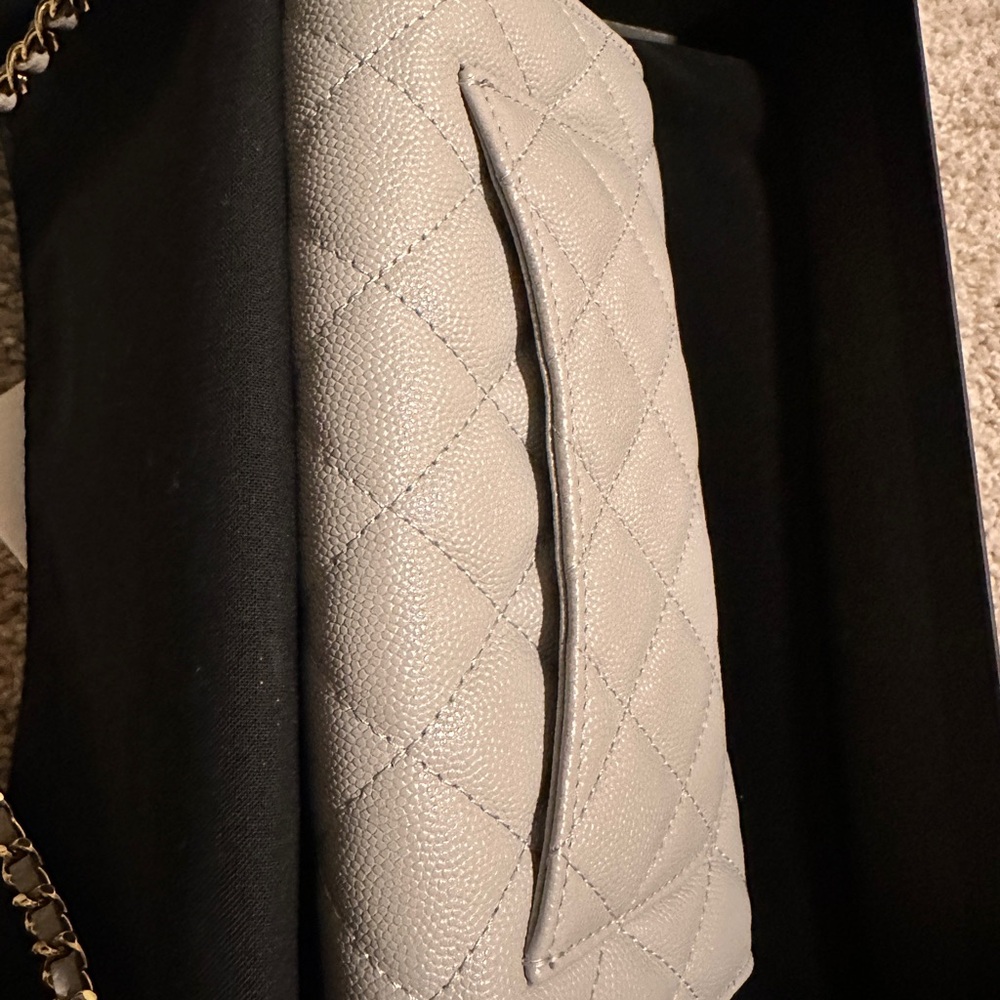 CHANEL New Dove Grey 21A Caviar Leather Gold HW WOC🩶Converted Wallet on Chain - Picture 12 of 15